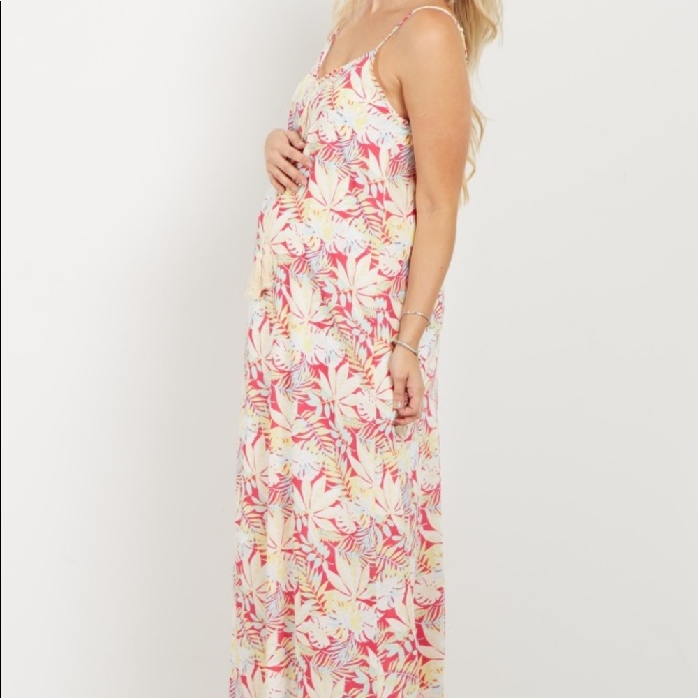 Pink Blush tie front maternity maxi